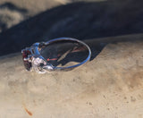 18k white gold Deco garnet and diamond estate ring