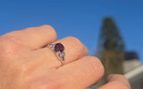 18k white gold Deco garnet and diamond estate ring