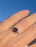 18k white gold Deco garnet and diamond estate ring