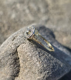 14k gold two tone European cut diamond solitaire filigree antique estate ring