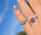 14k gold two tone European cut diamond solitaire filigree antique estate ring