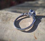 18k white gold asscher cut blue sapphire & diamond estate ring HOLD