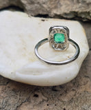 Platinum emerald and diamond estate Art Deco c.1920's ring