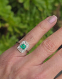 Platinum emerald and diamond estate Art Deco c.1920's ring