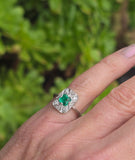 Platinum emerald and diamond estate Art Deco c.1920's ring