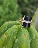 14k gold Art Deco onyx and diamond antique ring