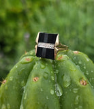 14k gold Art Deco onyx and diamond antique ring