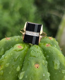 14k gold Art Deco onyx and diamond antique ring