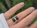 14k gold Art Deco onyx and diamond antique ring
