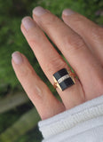 14k gold Art Deco onyx and diamond antique ring
