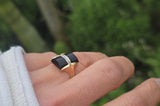 14k gold Art Deco onyx and diamond antique ring