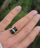 14k gold Art Deco onyx and diamond antique ring