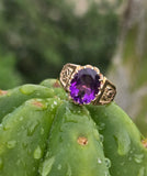 10k gold Victorian amethyst solitaire antique estate ring