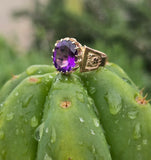 10k gold Victorian amethyst solitaire antique estate ring