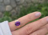 10k gold Victorian amethyst solitaire antique estate ring