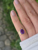 10k gold Victorian amethyst solitaire antique estate ring
