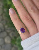 10k gold Victorian amethyst solitaire antique estate ring