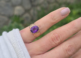 10k gold Victorian amethyst solitaire antique estate ring