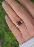 10k gold Deco garnet estate solitaire ring