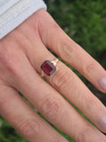 10k gold Deco garnet estate solitaire ring