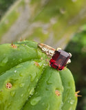 10k gold Deco garnet estate solitaire ring