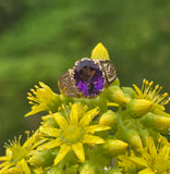 10k gold Victorian amethyst solitaire antique estate ring
