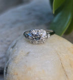 Platinum color changing natural Brazilian alexandrite and diamond estate Art Deco ring