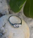 Platinum color changing natural Brazilian alexandrite and diamond estate Art Deco ring