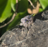 Platinum color changing natural Brazilian alexandrite and diamond estate Art Deco ring