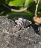 Platinum color changing natural Brazilian alexandrite and diamond estate Art Deco ring