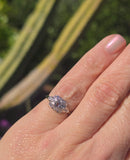 Platinum color changing natural Brazilian alexandrite and diamond estate Art Deco ring