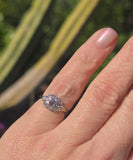 Platinum color changing natural Brazilian alexandrite and diamond estate Art Deco ring