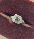 Platinum color changing natural Brazilian alexandrite and diamond estate Art Deco ring