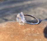 14k gold & platinum two tone European cut diamond Deco c.1920's antique estate ring - apx 1.97ct tw