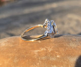 14k gold & platinum two tone European cut diamond Deco c.1920's antique estate ring - apx 1.97ct tw