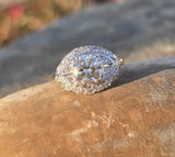 14k gold & platinum two tone European cut diamond Deco c.1920's antique estate ring - apx 1.97ct tw