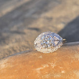 14k gold & platinum two tone European cut diamond Deco c.1920's antique estate ring - apx 1.97ct tw