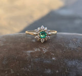 14k gold emerald and diamond estate ring