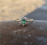14k gold emerald and diamond estate ring