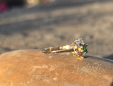 14k gold emerald and diamond estate ring