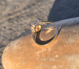 14k gold emerald and diamond estate ring