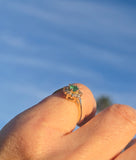 14k gold emerald and diamond estate ring