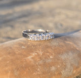 14k white gold 5 diamond estate wedding stackable band