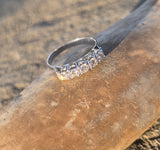 14k white gold 5 diamond estate wedding stackable band
