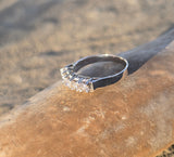 14k white gold 5 diamond estate wedding stackable band