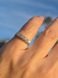 14k white gold 5 diamond estate wedding stackable band