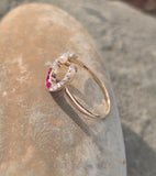 18ct -14ct gold two tone Edwardian ruby, pearl & diamond antique cresent moon ring