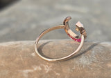 18ct -14ct gold two tone Edwardian ruby, pearl & diamond antique cresent moon ring