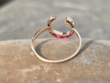 18ct -14ct gold two tone Edwardian ruby, pearl & diamond antique cresent moon ring