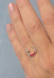18ct -14ct gold two tone Edwardian ruby, pearl & diamond antique cresent moon ring